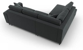 Тъмносив кадифен разтегателен ъглов диван с място за съхранение (ляв ъгъл/L форма) Kyoto – Cosmopolitan Design