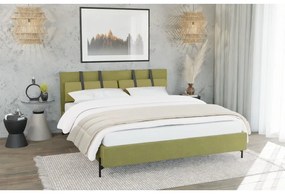 Светлозелено двойно тапицирано легло с включена подматрачна рамка 160x200 cm Tulsa – Ropez