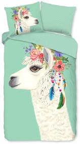 Единично удължено памучно детско спално бельо в цвят мента 140x220 cm Joey – Good Morning