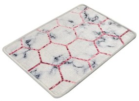 Бяла/сива постелка за баня 60x40 cm Honeycomb - Foutastic