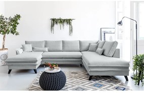 Светлосив U-образен разтегателен диван, десен ъгъл Charming Charlie - Miuform