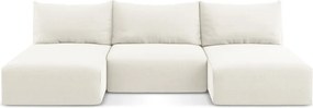 Кремав кадифен сгъваем/с място за съхранение ъглов диван (U форма) Kalena – Makamii