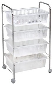 Horecano - Стелаж на 4 етажа с колелета пластмаса/инокс (ABC 025)