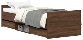 3203823 vidaXL Рамка за легло с горна и долна табла, кафяв дъб, 75x190 см