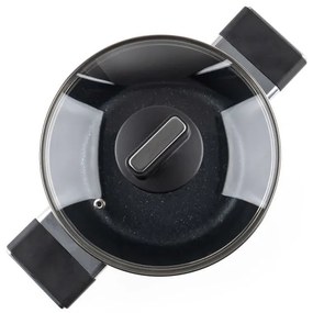 Тенджера Luigi Ferrero Regina FR-2040 20x10 см, 2.5 л, Незалепващо покритие, Стъклен капак с отвор за пара, Индукция, Черен