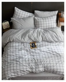 Бяло двойно удължено спално бельо с включен долен чаршаф, 4 части 200x220 cm Geometric – Mila Home