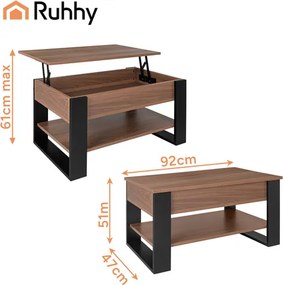 Холна маса Ruhhy 92 x 51 cm с повдигащ се плот, пространство за съхранение и рафт
