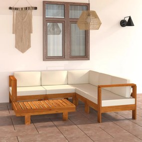 3057935 vidaXL Градински комплект с възглавници, 6 части, 100x60 см, акациево дърво