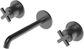 Смесител стена за умивалник с 3 отвора и вентил Clic-Clac Elle Cross La Torre-черен-матиран