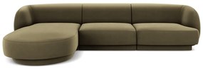 Ъглов диван от зелено кадифе (ляв ъгъл) Miley - Micadoni Home