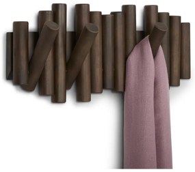 Тъмнокафява стенна закачалка от масивен бор Picket – Umbra