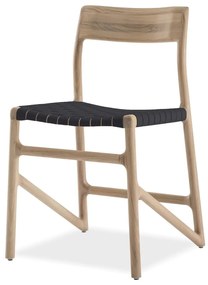 Трапезен стол от масивна дъбова дървесина с черна седалка Fawn - Gazzda