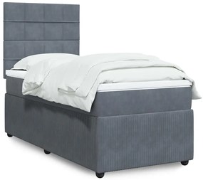 3292191 vidaXL Боксспринг легло с матрак, тъмносиво, 80x200 см, кадифе