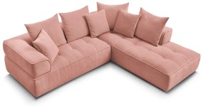 Розов шенилов ъглов диван (десен ъгъл/L форма) Whesley – Bobochic Paris