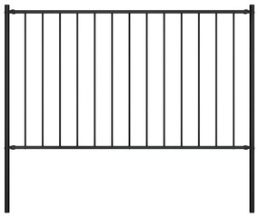 Sonata Оградно пано с колове прахово боядисана стомана 1,7x1 м черно