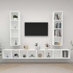 3079889 vidaXL ТВ шкафове за стенен монтаж, 4 бр, бели, инженерно дърво