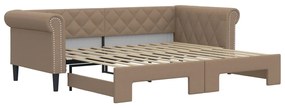 3197726 vidaXL Канапе с походно легло, капучино, 90x200 см изкуствена кожа