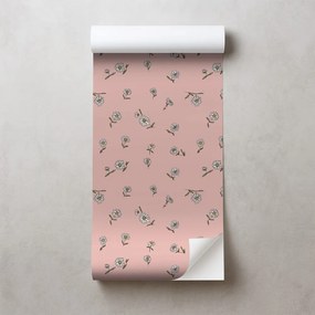 Самозалепващ тапет – Розов фон с бели цветчета