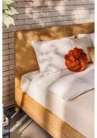 Тапицирано двойно легло с включена подматрачна рамка в цвят горчица 180x200 cm Noira Slim – Bonami Selection