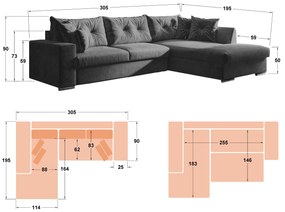Разтегателен ъглов диван Рим