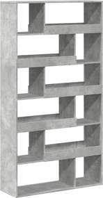 3309351 vidaXL Библиотека, бетонно сива, 100x33x187,5 см, инженерно дърво