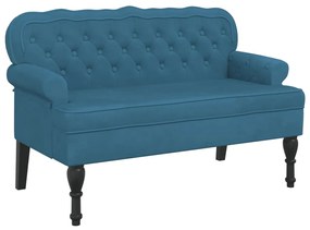 372164 vidaXL Пейка с облегалка, синя, 119,5x64,5x75 см, кадифе