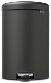 Кош за боклук с педал Brabantia NewIcon 649747, 20 л, Плавно затваряне, Противоплъзгаща основа, Минерално покритие, Тъмносив