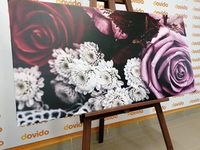 Картина на платно – Букет от рози в ретро стил