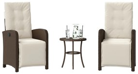 365202 vidaXL Бистро комплект с възглавници 3 части кафяв полиратан