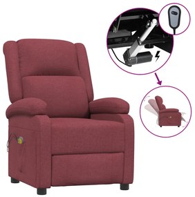 3098362 vidaXL Електрически масажен стол, виненочервен, текстил