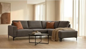 Антрацитен шенилов ъглов диван (десен ъгъл/L форма) Fabian – Scandic