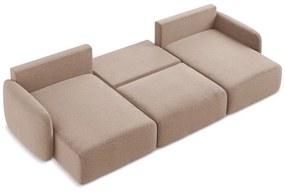 Светлокафяв разтегателен ъглов диван с място за съхранение Kalena – Makamii