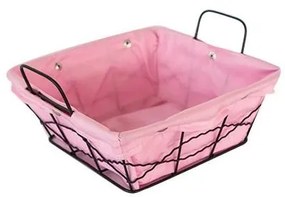 Панер квадратен метал/текстил 20x20x8см розов (VH11)