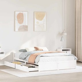 3301691 vidaXL Рамка за легло без матрак, бял, 150x200 см, бор масив