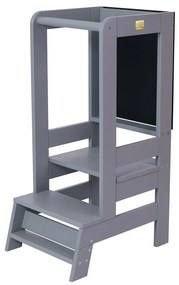 Сива учебна кула от масивен бор Montessori – Meowbaby