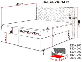 Тапицирано легло Chesterfield-Kafe-160 x 200 εκ.