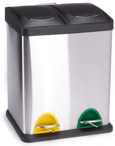 Стоманено кошче за боклук за рециклиране с педал в матово сребрист цвят 2x8 l Tri Selectif – MSV