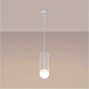 Бяло висящо осветително тяло със стъклен абажур Belinda – Sollux