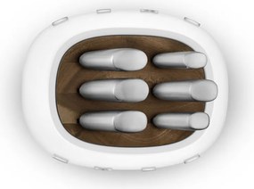 Комплект ножове със стойка SMEG KBSF02WH, 7 части, Слотове от акациево дърво, Немска неръждаема стомана, Бял