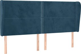 3117874 vidaXL Горна табла за легло с уши, тъмносиня, 163x23x118/128 см кадифе