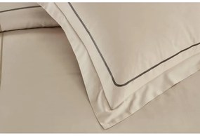 Бежово двойно удължено спално бельо от памук Renforcé с включен долен чаршаф/6 части 240x220 cm Calm of Lines – Mila Home Luxury