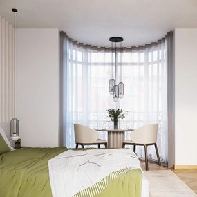 Бяло/черно висящо осветително тяло със стъклен абажур Belinda – Sollux