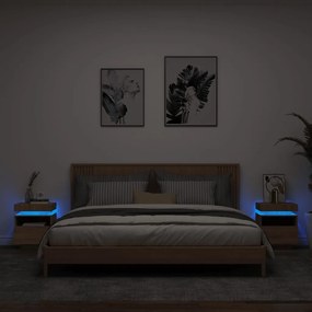 Sonata H Нощни шкафчета с LED осветление, 2 бр, сонома дъб, 40x39x48,5см