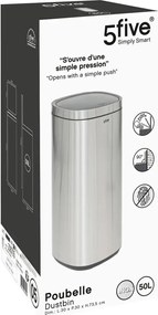 Кош 5five, Кръгъл, Инокс, Пуш бутон, 50 L - Черен