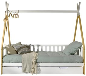 Бяло детско легло къща от масивен бор с място за съхранение 90x200 cm TIPI – Vipack