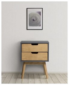 Сиво-кафяво нощно шкафче, изработено от масивна борова дървесина Baku - Marckeric