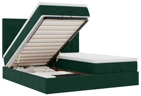 3314660 vidaXL Османска легло с матраци и LED, тъмнозелено, 180x200 см, кадифе