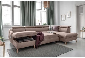 Бежов U-образен разтегателен диван, десен ъгъл Sweet Harmony - Miuform