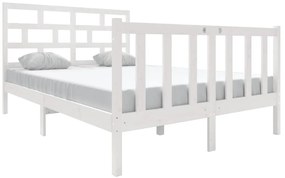 3101329 vidaXL Рамка за легло, бяла, масивен бор, 140x190 см