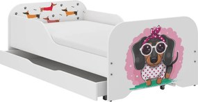 Пълно детско легло 140 x 70 cm с матрак и решетка -  SWEET DOG